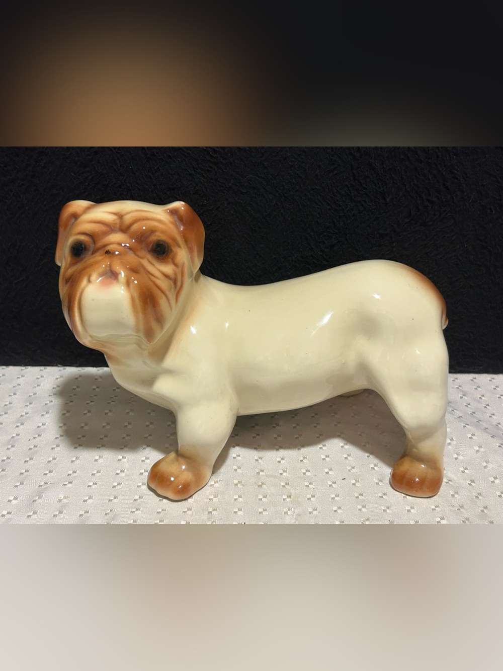 Vintage Porcelain Ceramic Bulldog Figurine Statue Dog Aristocrat
